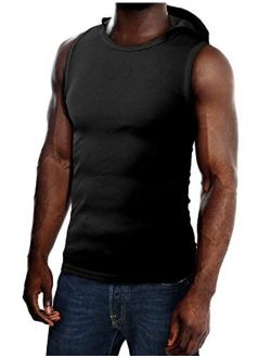 H2H Men's Casual Slim Fit Lightweight Sleeveless Hoodie Summer Clothes Basic Designed