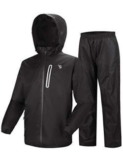GEEK LIGHTING Men's Rain Suit Waterproof Lightweight Durable Hooded Jacket with Pants