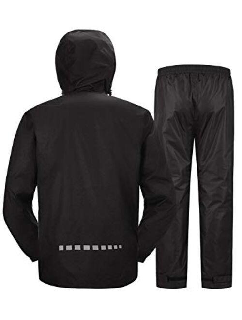 GEEK LIGHTING Men's Rain Suit Waterproof Lightweight Durable Hooded Jacket with Pants