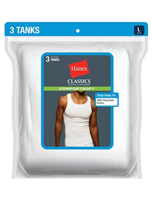 Hanes Ultimate Men's Cotton Solid Regular Fit 3-Pack Tagless A-Shirts