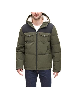Men's Heavyweight Mid-Length Hooded Military Puffer Jacket