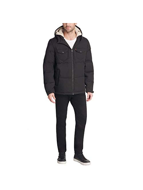 Levi's Men's Heavyweight Mid-Length Hooded Military Puffer Jacket