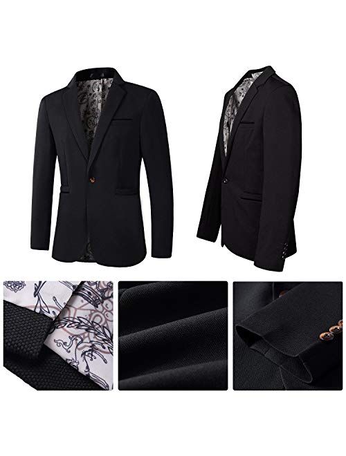 Men's Blazer Slim Fit Casual Elegant Lightweight Sports Coats Jackets One Button