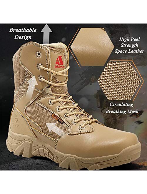 ailishabroy Mens Military Tactical Boots Army Jungle Boots Tac Side Zip Waterproof Outdoor Sneaker Mens Hight top Sport Shoes