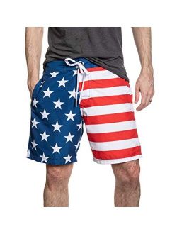 Calhoun Men's Americana Patriotic Fourth of July Swim Board Shorts