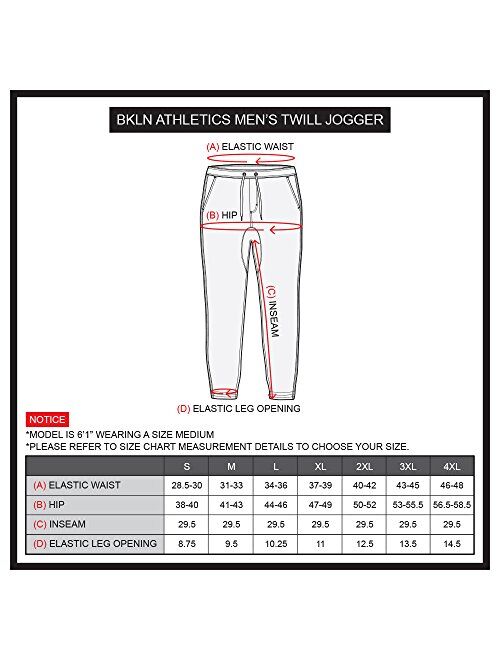Brooklyn Athletics Men's Twill Jogger Pants Soft Stretch Slim Fit Trousers