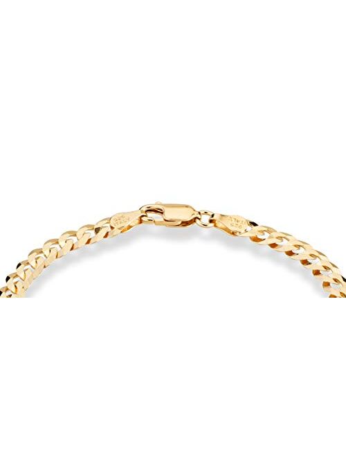Miabella 18K Gold Over Sterling Silver Italian 5mm Solid Diamond-Cut Cuban Link Curb Chain Bracelet for Men Women, 6.5, 7, 8, 9 Inch 925 Made in Italy