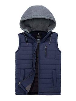 Wantdo Men's Puffer Vest Warm Sleeveless Winter Jacket with Detachable Hood