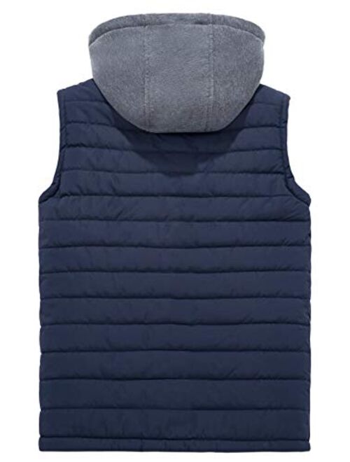 Wantdo Men's Puffer Vest Warm Sleeveless Winter Jacket with Detachable Hood