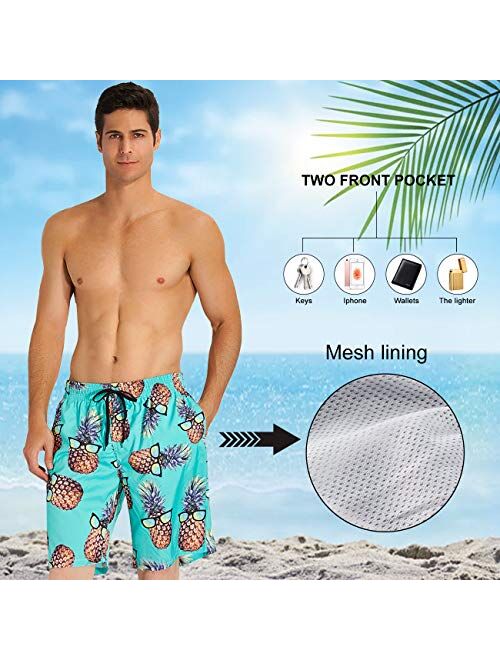 ALISISTER Mens 3D Swim Trunks Quick Dry Summer Underwear Surf Beach Shorts Elastic Waist with Pocket Drawstring