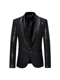 SFE Men's Fashion Suit Jacket Blazer Single Button Sequin Luxury Weddings Party Dinner Prom Tuxedo