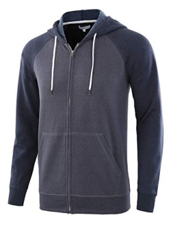 HARBETH Men's Athletic Fit Full Zip Fleece Hooded Sweatshirt Active Hoodie