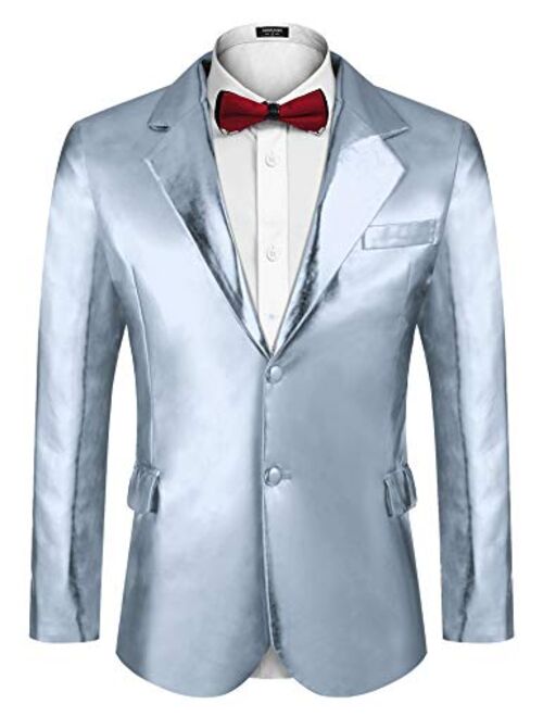 Banquet COOFANDY Men's Shiny Sequins Suit Jacket Blazer One Button Tuxedo for Party Wedding Prom