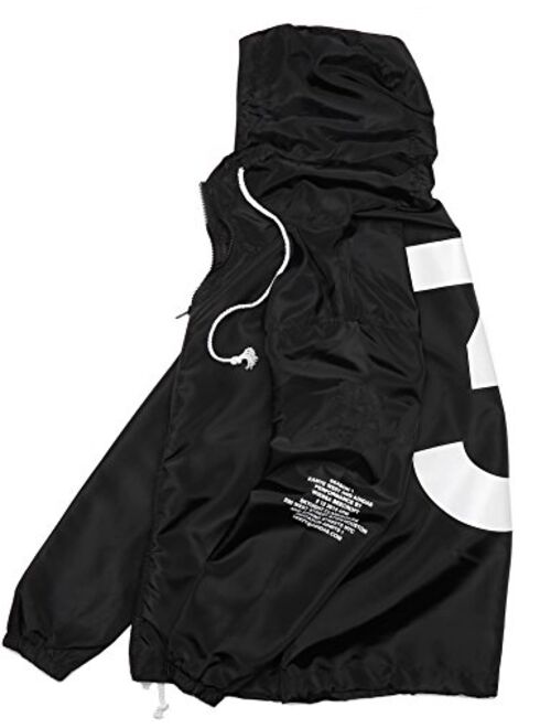 Bifast HOTUEEN Men's Waterproof Front-Zip Lightweight Hoodie Hiking Outdoor Raincoat Jacket with Pocket S-XL
