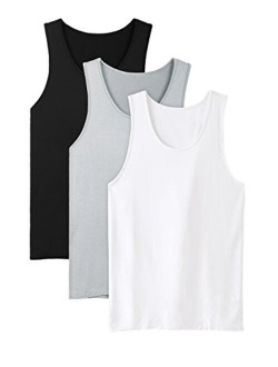 Men's Bamboo Rayon & Cotton Undershirts Crew Neck Tank Tops A-Shirts in 3 or 4 Pack