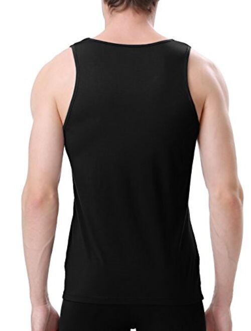 DAVID ARCHY Men's Bamboo Rayon & Cotton Undershirts Crew Neck Tank Tops A-Shirts in 3 or 4 Pack