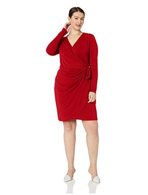 Amazon Brand - Lark & Ro Women's Plus Size Classic Long Sleeve Wrap Dress