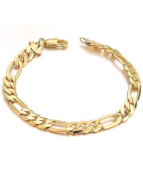 Men Gold Personalized Cuban Link Bracelet 18K Gold Plated Stainless Steel Figora Classic Hip Hop Wrist Bracelet Chain Bracelet for Men
