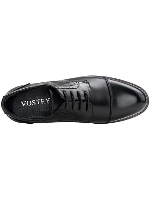 VOSTEY Men's Dress Shoes Classic Derby Wingtip Brogue Men Oxfords