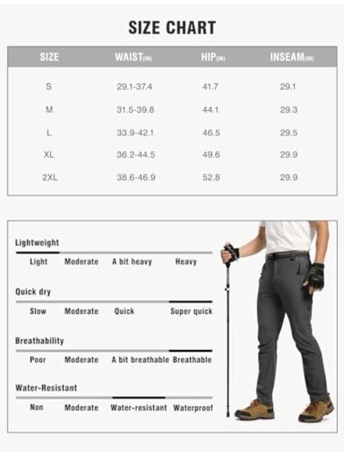 TBMPOY Men's Outdoor Quick Dry Hiking Pants Waterproof Climbing Camping Pants with Belt