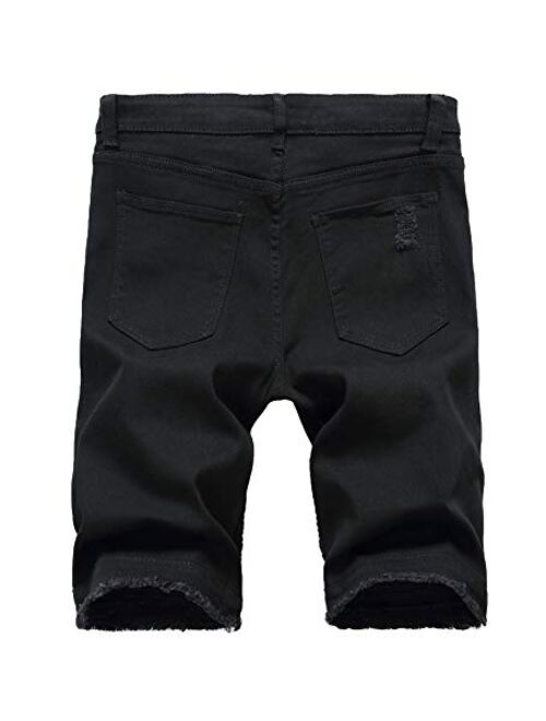 Baylvn Men's Casual Fashion Ripped Short Jeans Slim Fit Denim Short