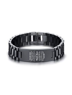 MEALGUET Stainless Steel to My Son Bracelet I Want You to Believe Deep in Your Heart Love Dad Son Link Bracelets to My Son, 8.2"