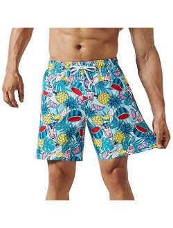 Mens 4 Way Stretchy Swim Trunks Swimwear Summer Board Shorts with Mesh Lining Pocket