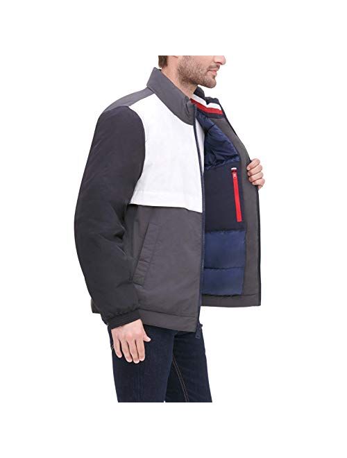 Tommy Hilfiger Men's Retro Colorblocked Stand Collar Performance Puffer Jacket