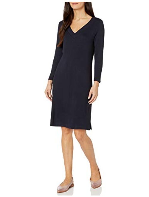 Amazon Brand - Daily Ritual Women's Supersoft Terry Long-Sleeve V-Neck Dress