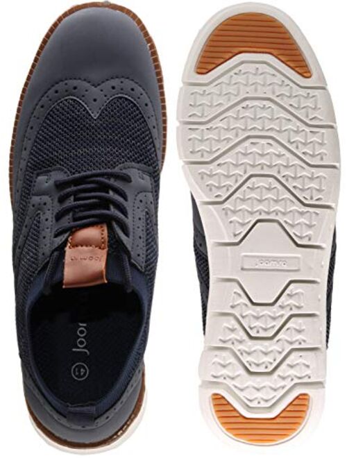 JOOMRA Men's Knit/Leather Wingtip Oxford Dress Shoes