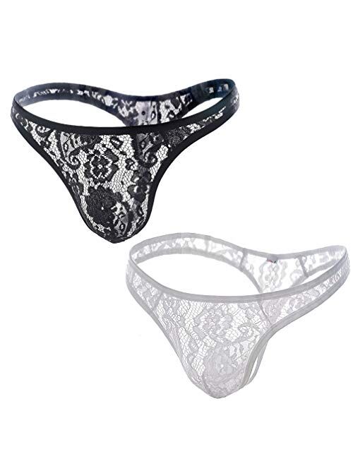 Mens Mesh Thongs Lingerie Breathable Briefs Sexy Underwear See-Through Hot Underpants Gift for Boyfriend