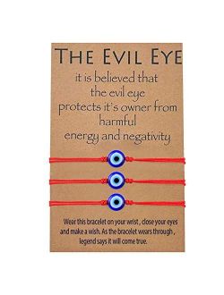 MANVEN Evil Eye Bracelet Adjustable Ojo Turco Lucky Kabbalah Protection Handmade Wish Friendship Bracelet Jewelry Gift for Best Friends Granddaughter Family