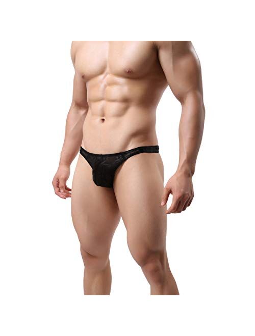 MuscleMate Men's Thong Underwear, Men's Lace Thong Underwear, No Visible Lines, Men's Lace Thong G-String Undie