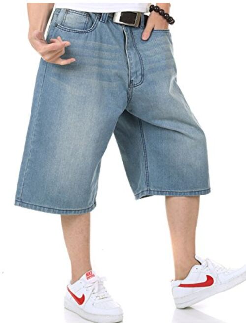 Aishang Men's Denim Shorts Relaxed Fit Hiphop Skateboard Jeans Assorted Plus Size