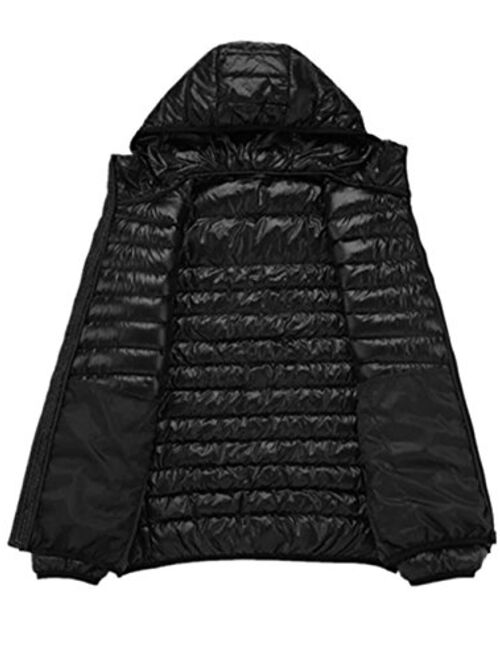 Lanmay Men's Ultralight Packable Hooded Down Jacket Puffer Down Coats