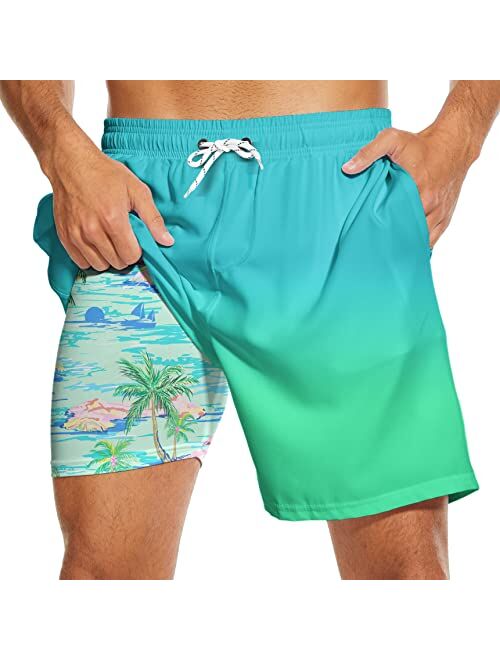 Funny Vintage 80s 90s Geometric Men's Summer Casual Shorts Beachwear Sports Swimming Short Trunks Breathable Surf Shorts