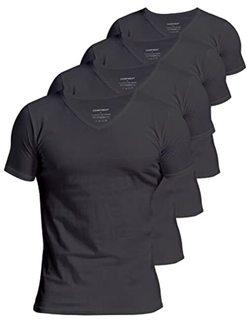 Comfneat Men's 6-Pack 100% Cotton Comfy Undershirts V-Neck T-Shirts