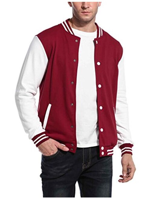 COOFANDY Mens Slim Fit Varsity Baseball Jacket Bomber Cotton Premium Jackets