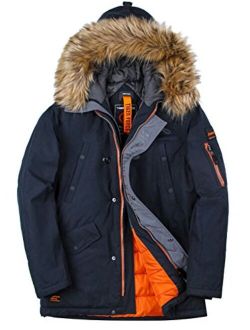 TIGER FORCE Parka Coat Winter Men Waterproof Hooded Jacket Quilted Ski Snowjacket Extremely Cold