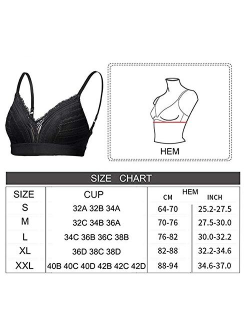 Rolewpy Womens Lace Bra Full Coverage Bralette Top Padded Plus Size Wirfree Racerback Bra for A-D Cup