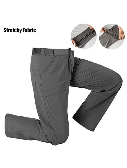 FREE SOLDIER Men's Outdoor Cargo Hiking Pants Lightweight Waterproof Quick Dry Tactical Pants Nylon Spandex