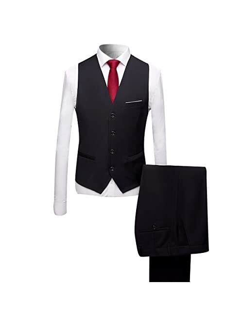Boyland Mens 3 Pieces Suit Shawl Lapel Tuxedo Suits One Button Tux Jacket Vest Trousers Dinner Wedding