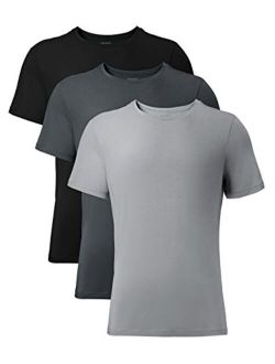 Men's 3 Pack Soft Comfy Bamboo Rayon Undershirts Breathable Crew Neck Tees Short Sleeve T-Shirts