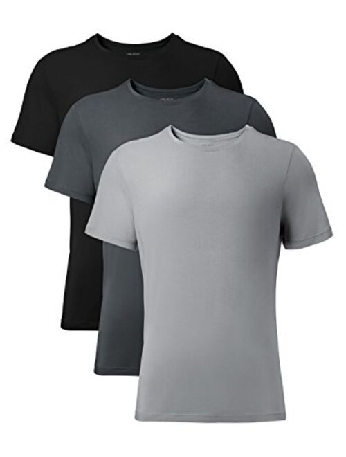 DAVID ARCHY Men's 3 Pack Soft Comfy Bamboo Rayon Undershirts Breathable Crew Neck Tees Short Sleeve T-Shirts
