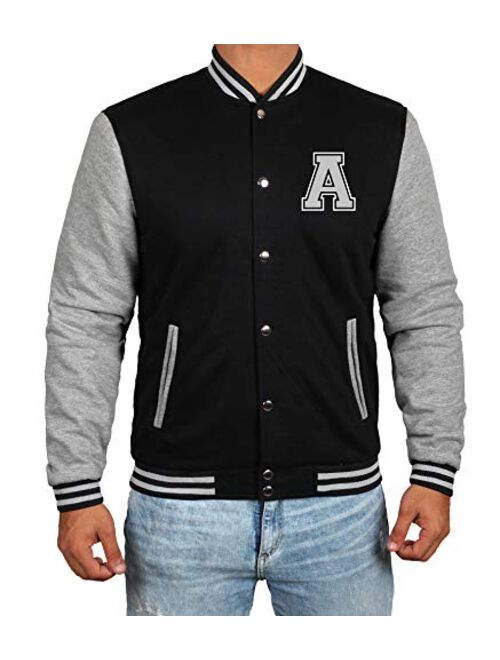 Decrum Black and Grey Letterman Jacket Men - High School Baseball Varsity Jacket Mens