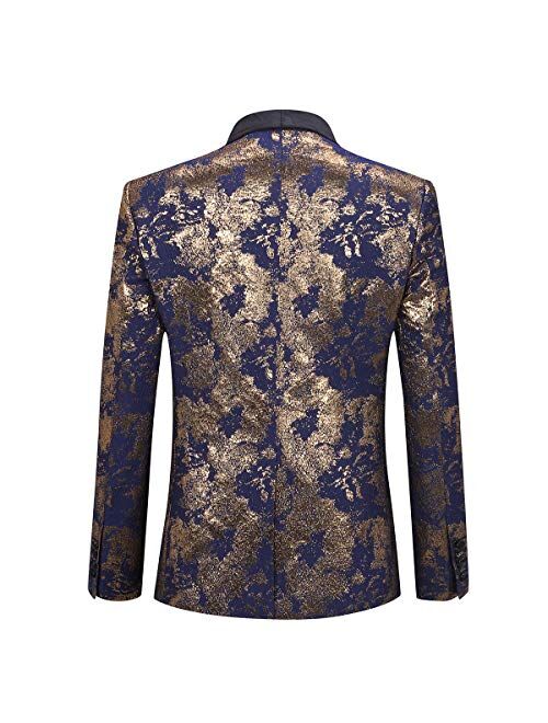 Boyland Men's Golden Tuxedo Suits 2 Pieces Luxury Shawl Lapel Tux Suit Jacket Pants Prom Party Dinner Dress