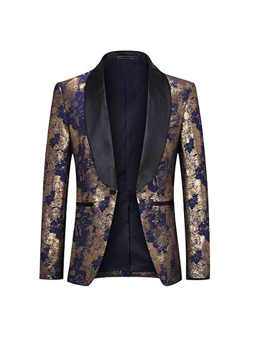 Boyland Men's Golden Tuxedo Suits 2 Pieces Luxury Shawl Lapel Tux Suit Jacket Pants Prom Party Dinner Dress