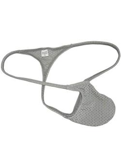 JAXFSTK Men's Breath Holes Micro Thong Sexy Mini Bikini Underwear Elastic String T-Back Tanga