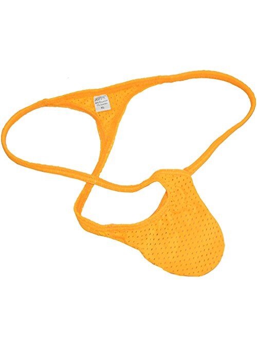 JAXFSTK Men's Breath Holes Micro Thong Sexy Mini Bikini Underwear Elastic String T-Back Tanga