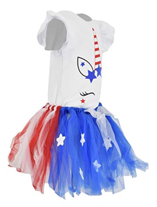 Unique Baby Girls 4th of July Unicorn 2 Piece Outfit with Tutu Dress
